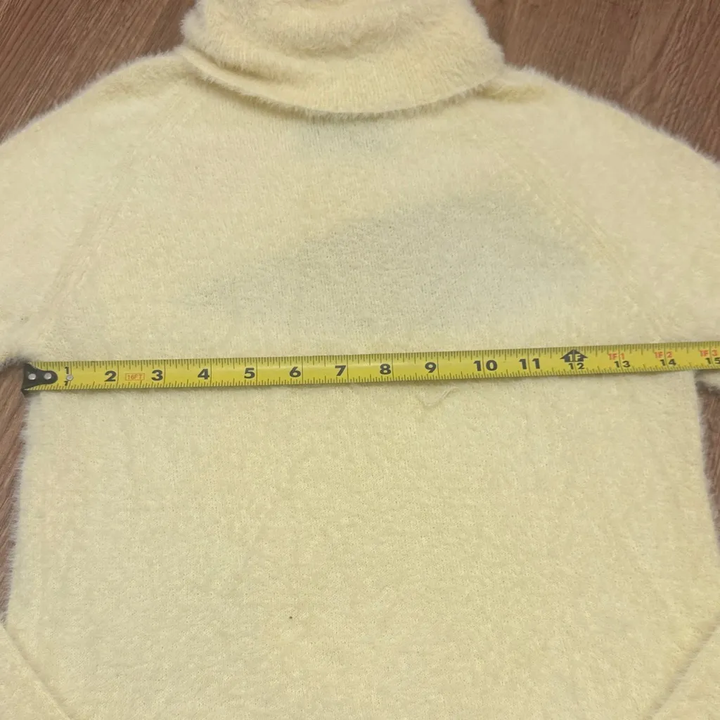 ASOS Design Size 10 Butter Yellow Soft Turtleneck Sweater Asymmetrical Cutout - Image 2