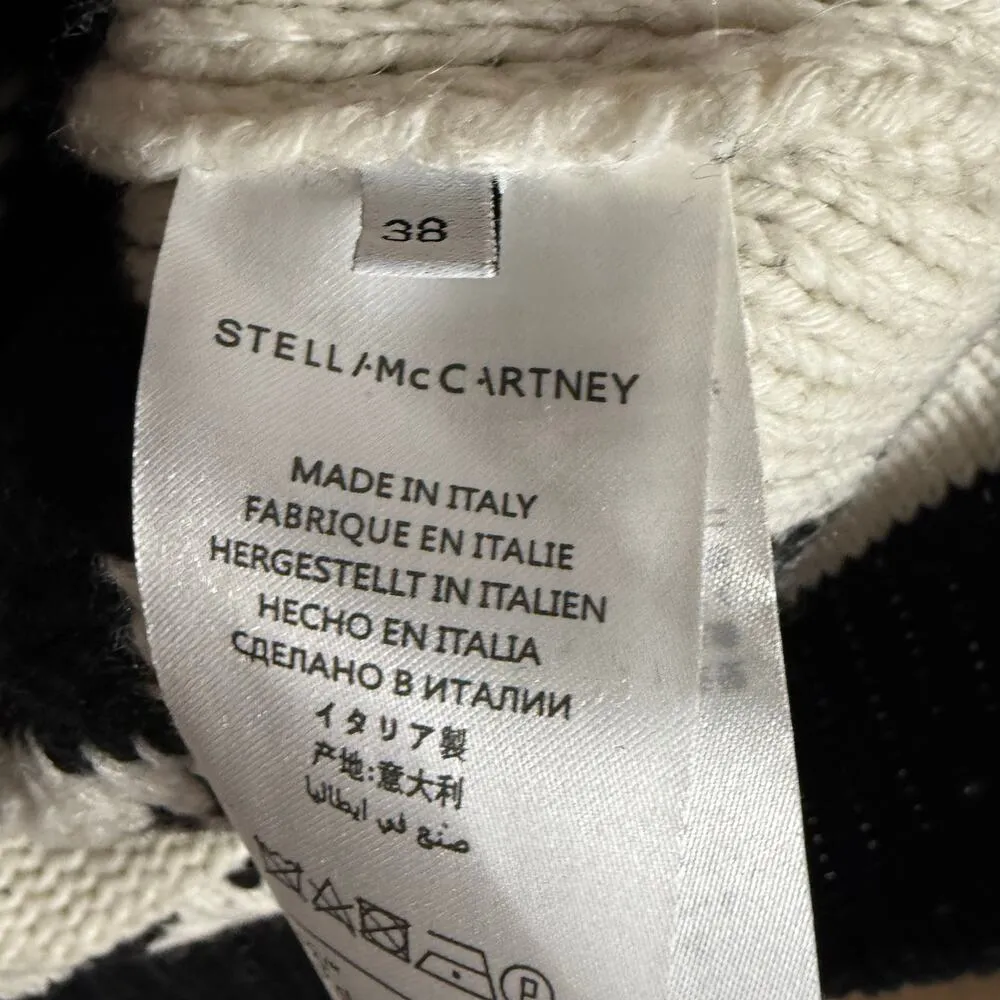 Stella McCartney Arrow Intarsia Black White Oversized Wool Pullover Sweater S - Image 13