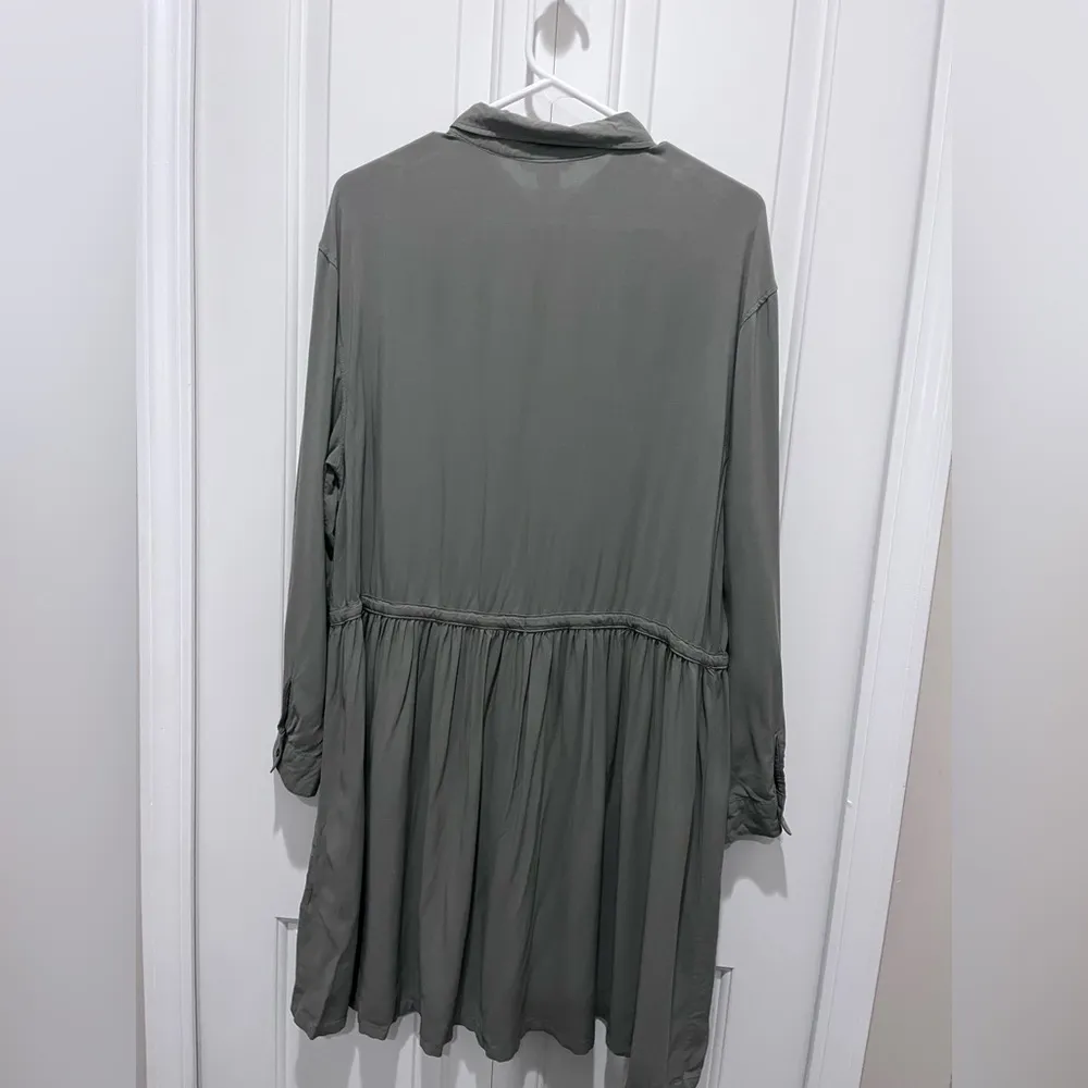 H&M Olive Green Button Down Dress EUC Sz L - Image 3