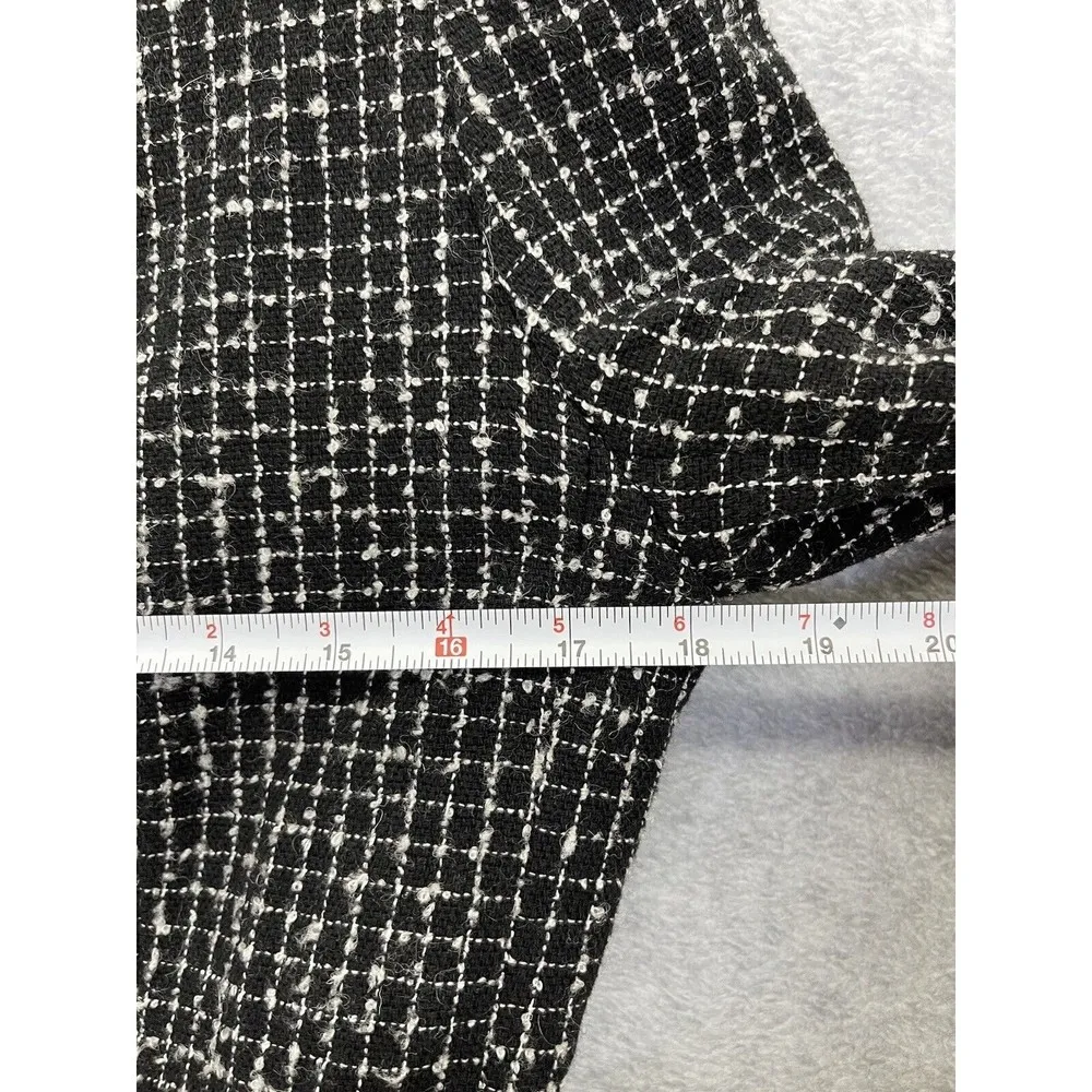 Barney’s New York  Women's Blazer Jacket Vintage Full Zip Tweed Size 6 Black White - Image 7
