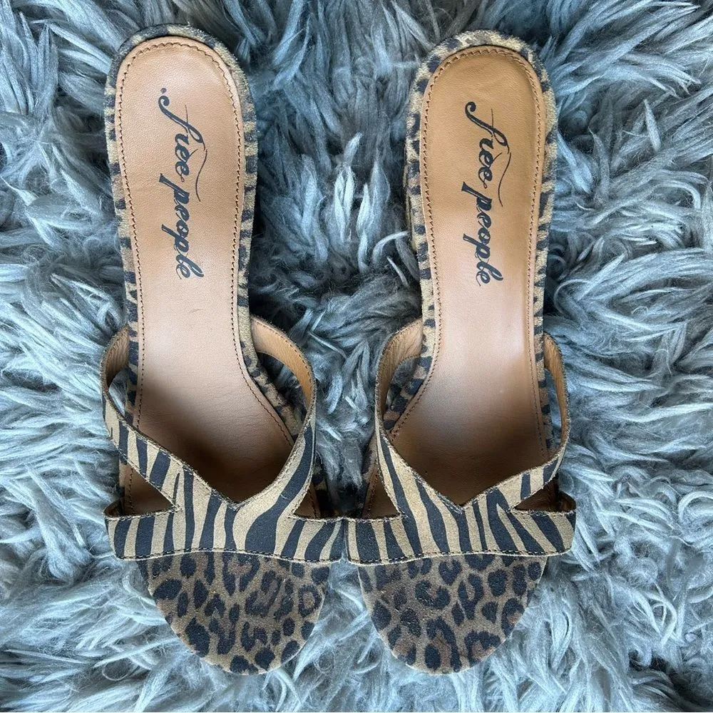 Free People Charlie-V animal print block heel sandal women’s shoe size 10 - Image 4