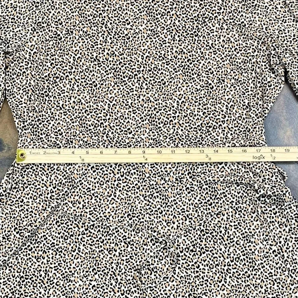 Banana Republic Animal Print Belted Fit and Flare Long Sleeve Dress XL - Image 6