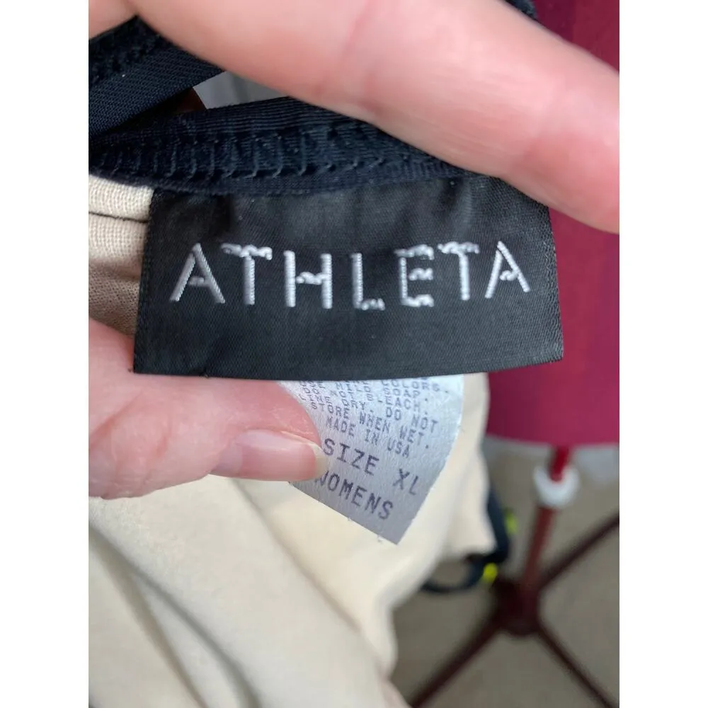 Athleta one piece swimsuit floral green gray black size XL - Image 7