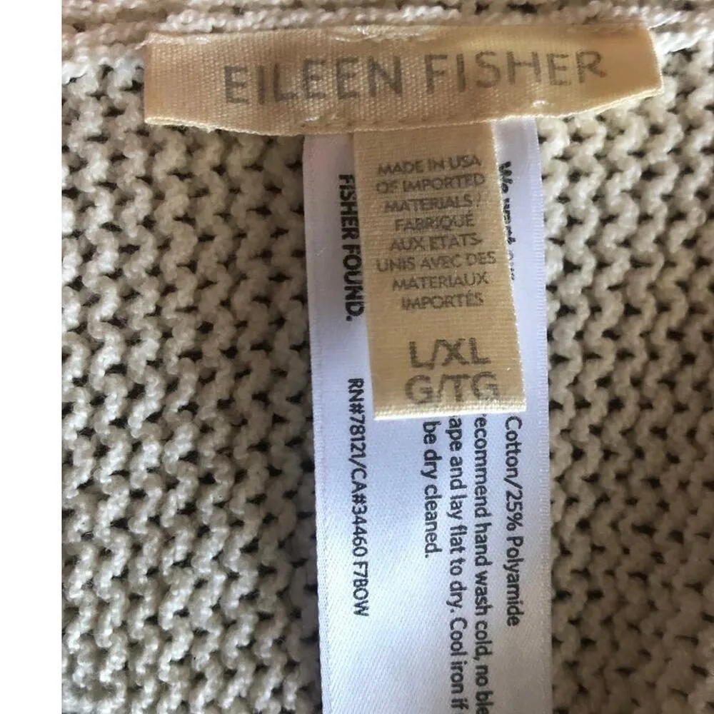 Eileen fisher knit open wrap cardigan sweater vest high low in cream size L/XL - Image 12