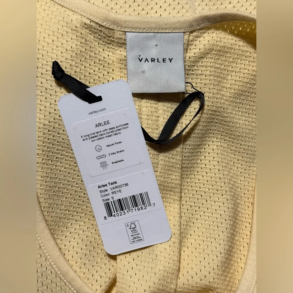 NWT Varley Light Yellow Arlee Mesh Breathable Tank Top size small - Image 10