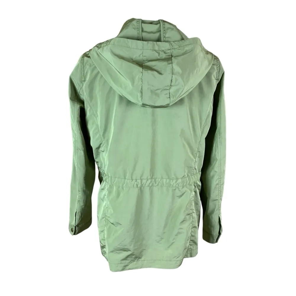 J Jill Green Utility Jacket Hooded Zip Up Drawstring Waist Lightweight Casual XS - Image 4