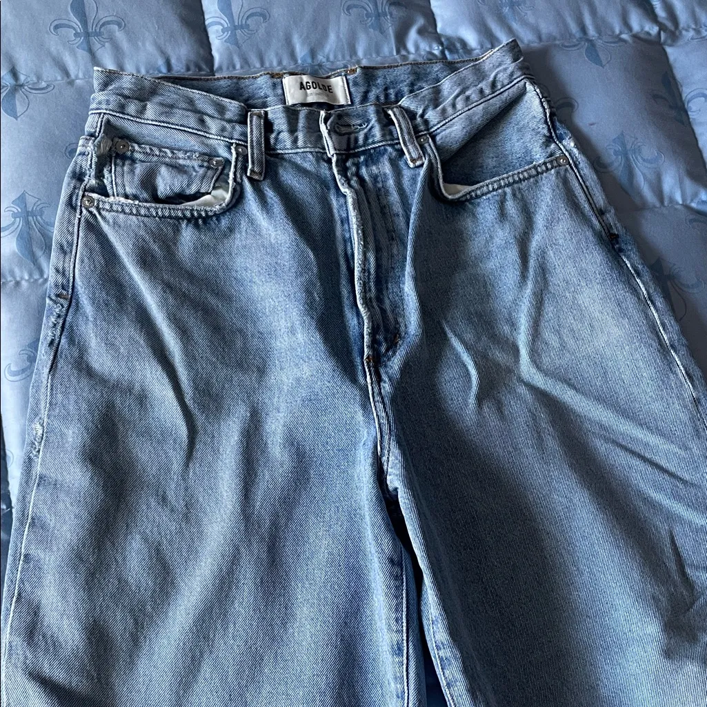 Agolde Women's Denim Wide Leg Jeans in Light Blue - Image 5