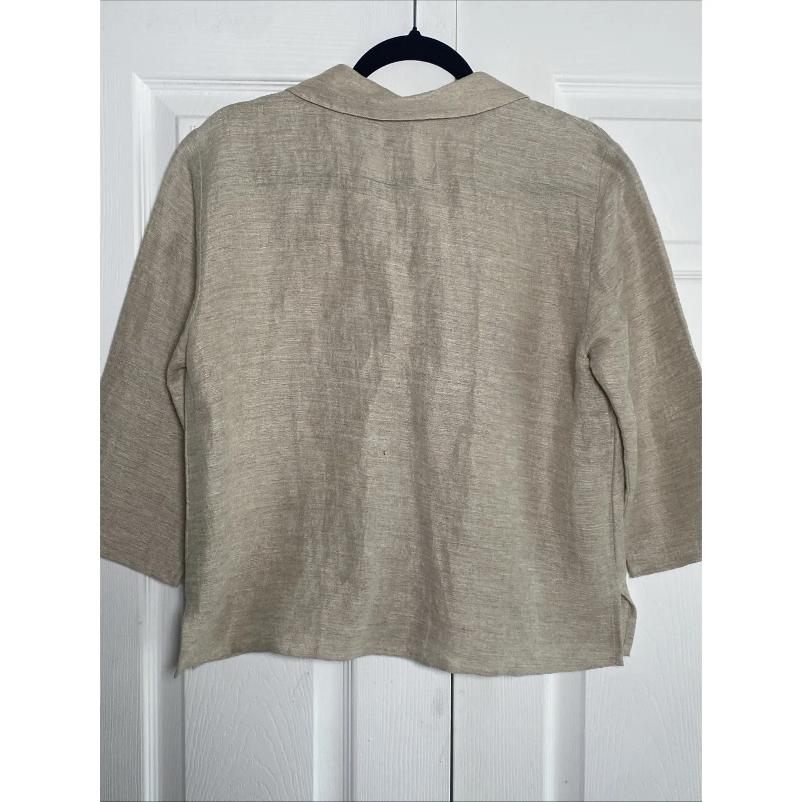 Eileen Fisher Womens Small Linen Blend Boxy Woven Luxury Top - Image 5