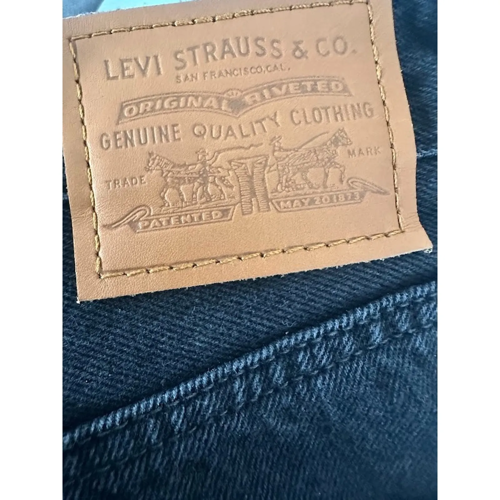 Levis Women Ribcage Straight Ankle Premium Jeans Button Fly Black Distress 27x27 - Image 7