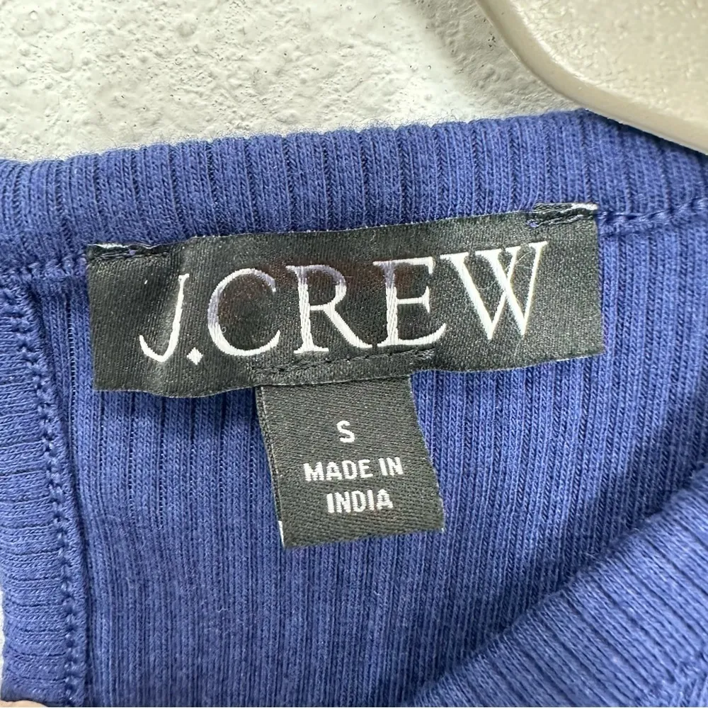 J.‎ Crew Women's Size Small Navy Ruffle-trim eyelet Top vintage rib Feminine - Image 2