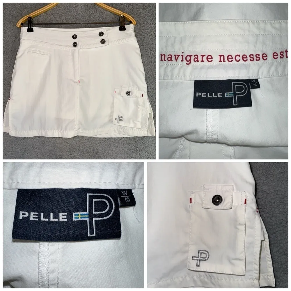 Pelle P Sports Shorts Women's Medium White Short‎ Side Slit Embroidered Skort - Image 5