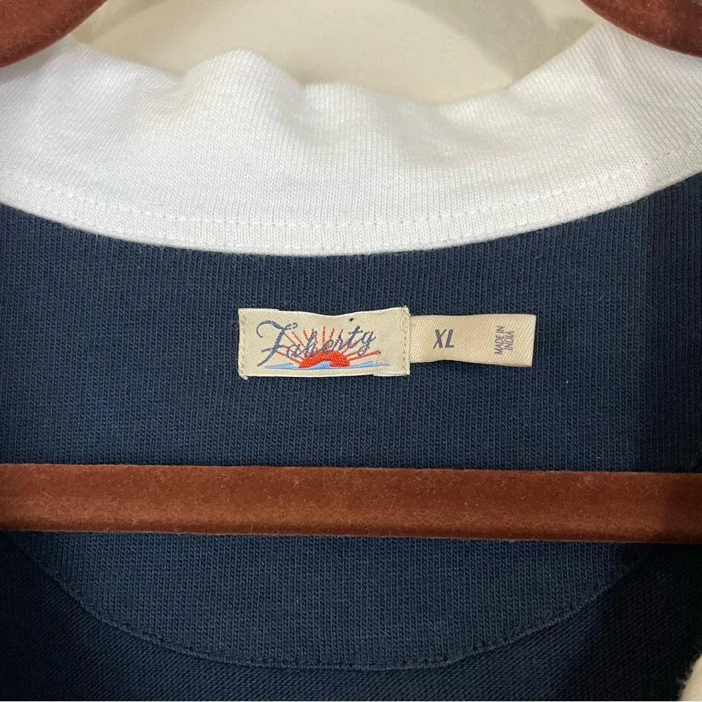 Faherty Navy Striped Rugby Jersey‎ Long Sleeve Henley Dress Nautical Size XL - Image 5