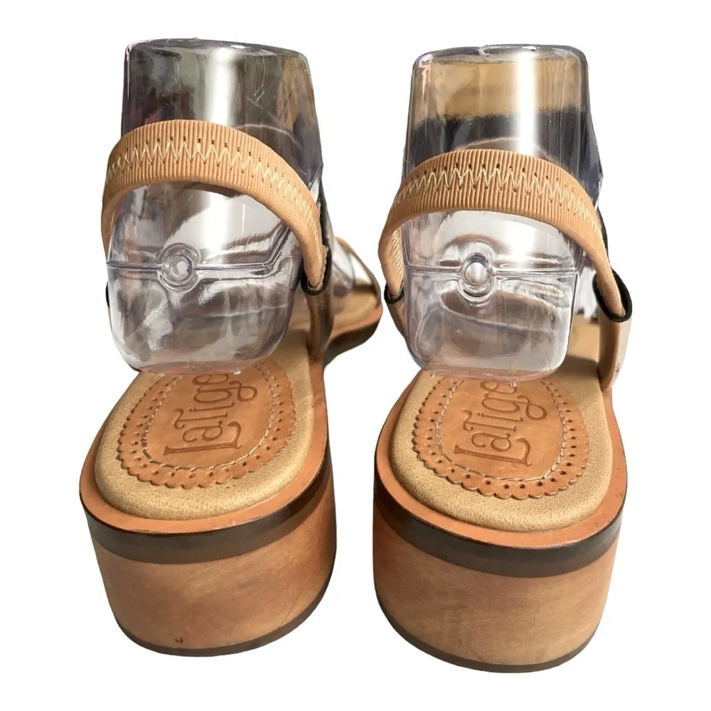 ANTHROPOLOGIE LATIGO slip on heeled strappy leather sandal 8M - Image 10