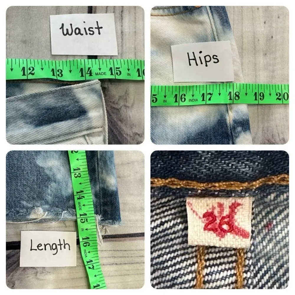 Levi Strauss Tie Dye Denim Skirt Womens Size 26 Raw Hem Levi’s - Image 4