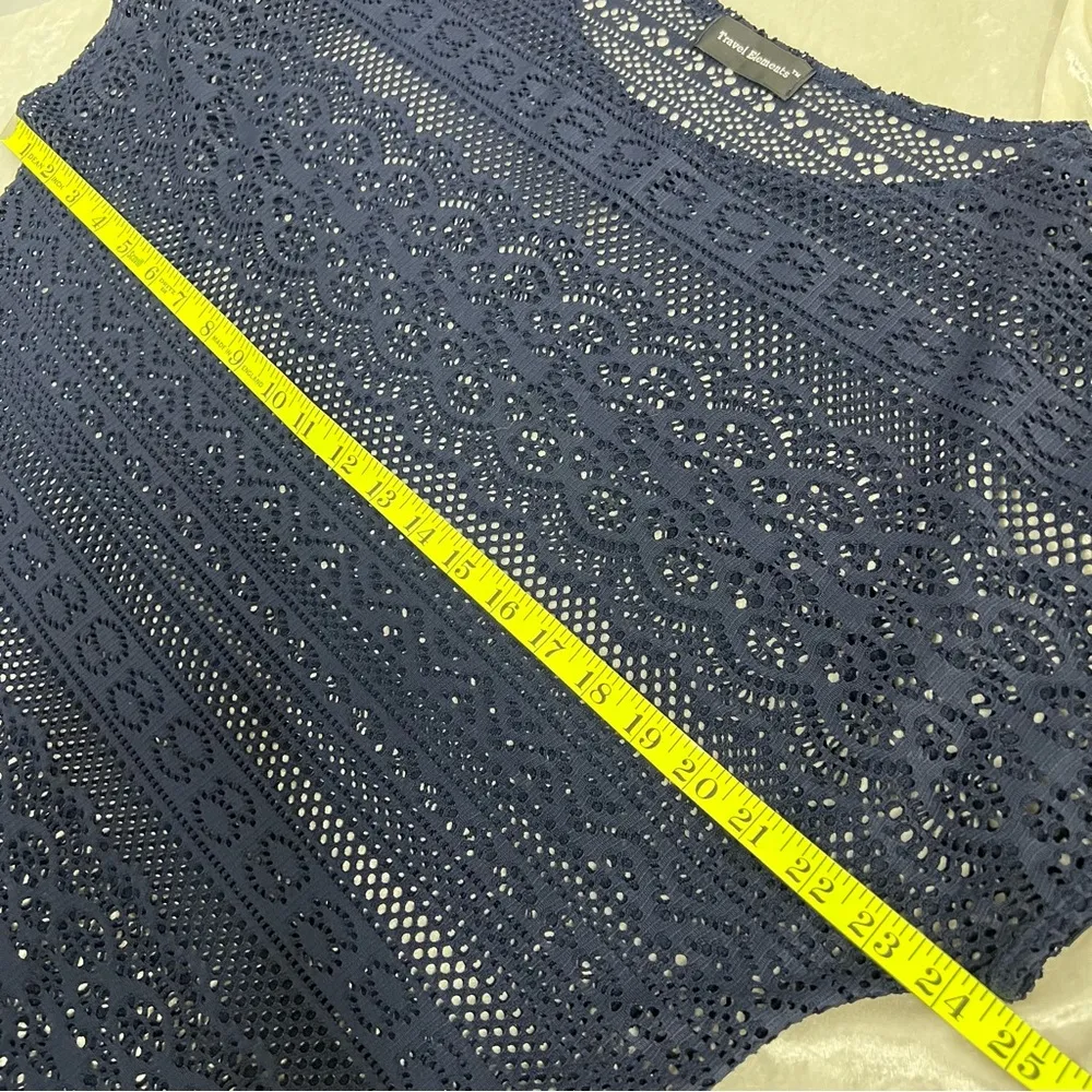 Travel Elements women’s OS top fits all crochet cutouts cover up navy fringe hem Blue Size undefined - Image 7