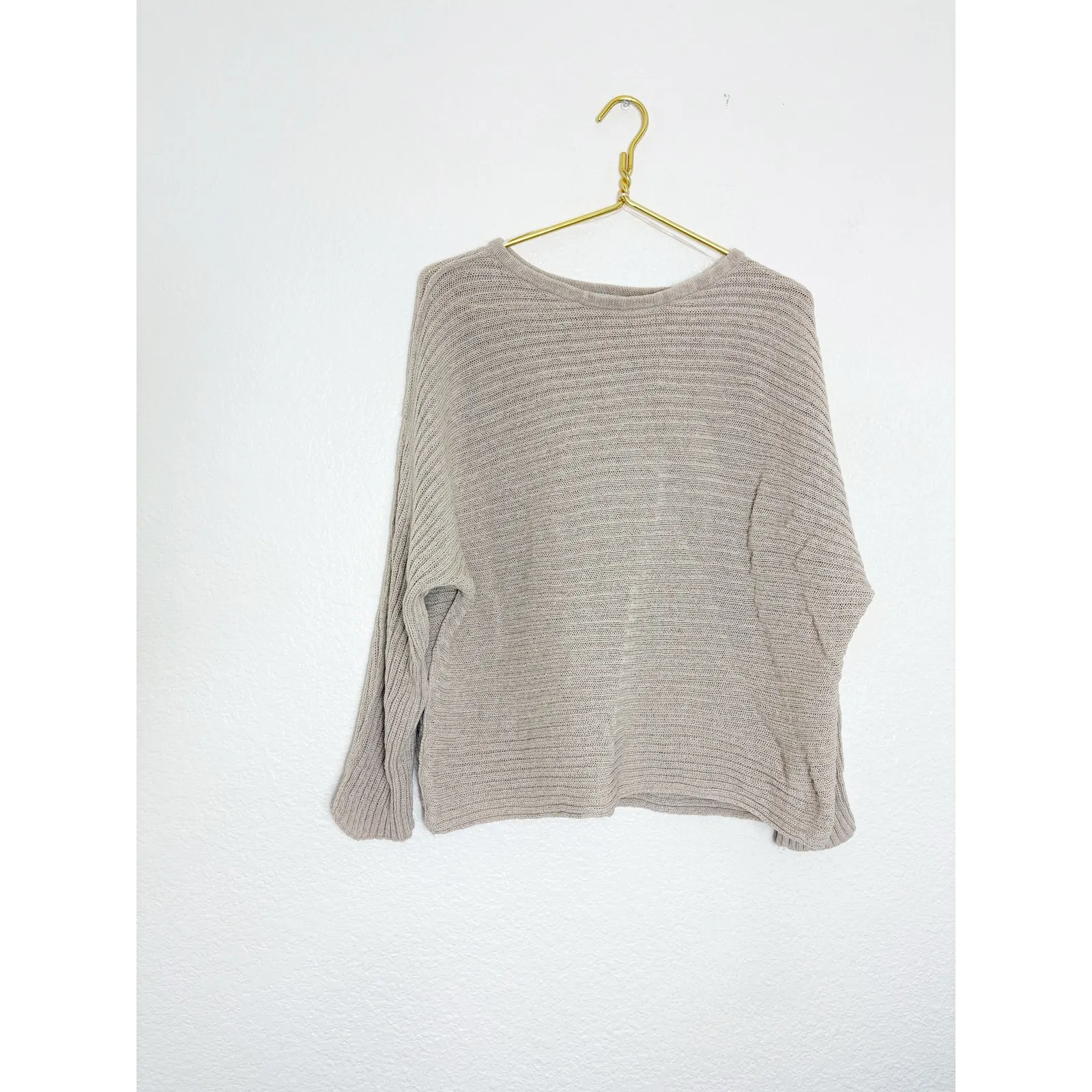 Free People Beach Imogene Sweater Size XS Tan Ribbed Oversized Open Knit - Image 4