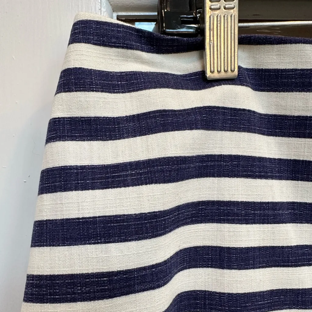 Talbots Cotton Chic Pencil Mini Straight Skirt Nautical Coastal Stripes Size 14 - Image 3