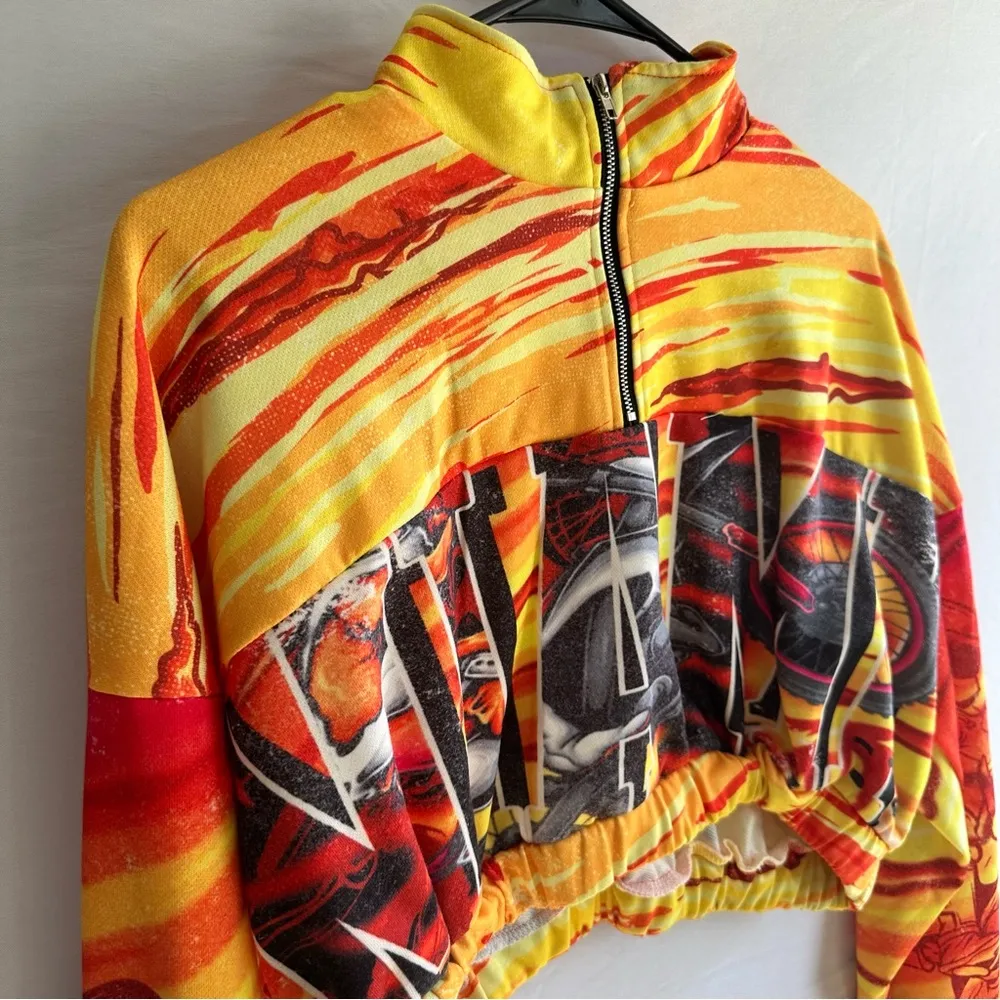 Adika Y2K Vibrant Graphic Crop Jacket - Image 2