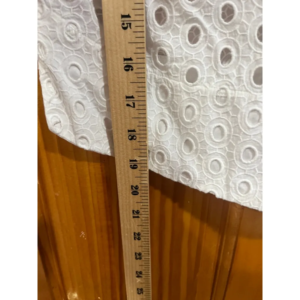 Women’s Jeune Otte White Eyelet Boho Short Sleeve Cotton Blouse Size Small - Image 8