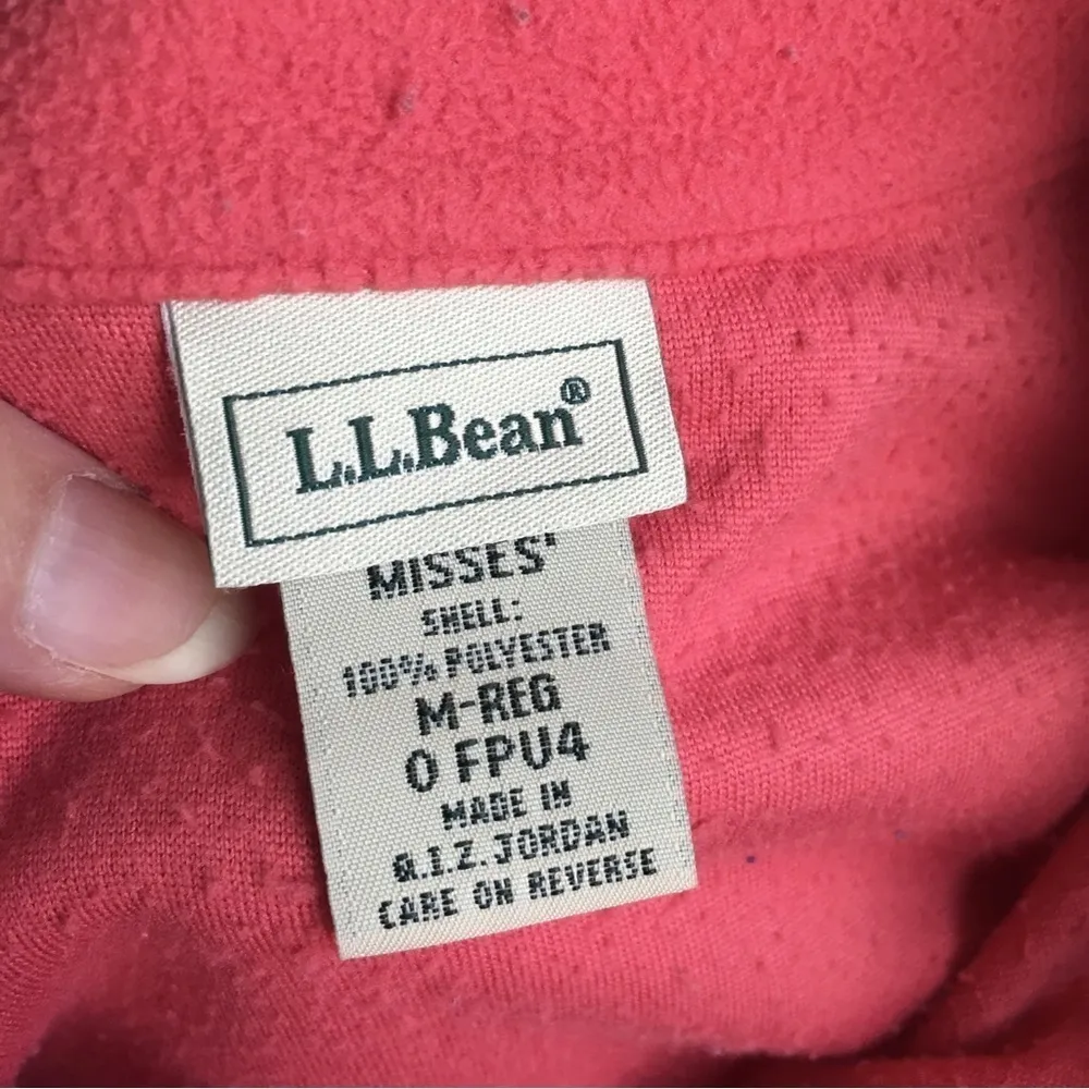LL Bean Full Zip, Lightweight Fleece Jacket, Pink, Red, Size M Pink Size M - Image 8