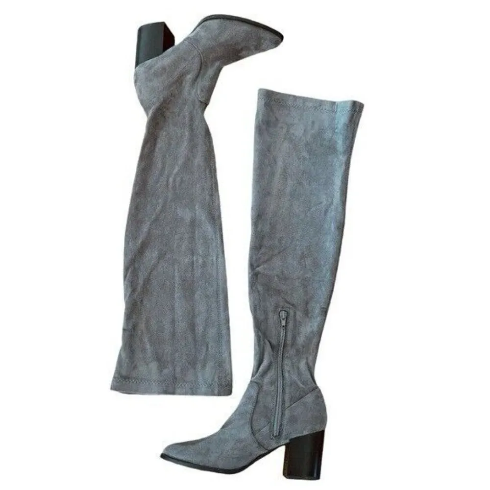DOLCE VITA Tabbie Suede Over The Knee Gray Block Heel Boot Size 6 - Image 8