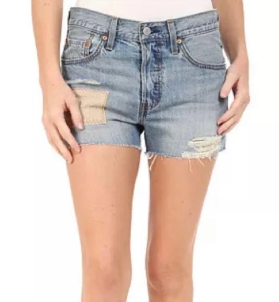 Levi’s 501 Glow Patchwork Shorts 24 Distressed - Image 6
