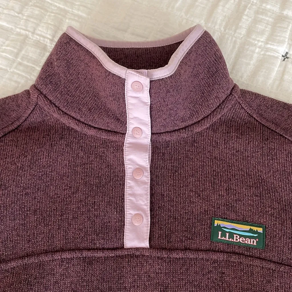 L.L. BEAN Women’s Sweater Fleece Pullover Sweatshirt in Raisin Purple Size S - Image 8