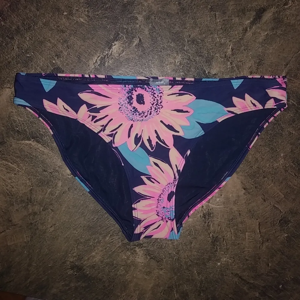 Aerie M Navy Pink Flower Hipster Bikini Bottom - Image 6
