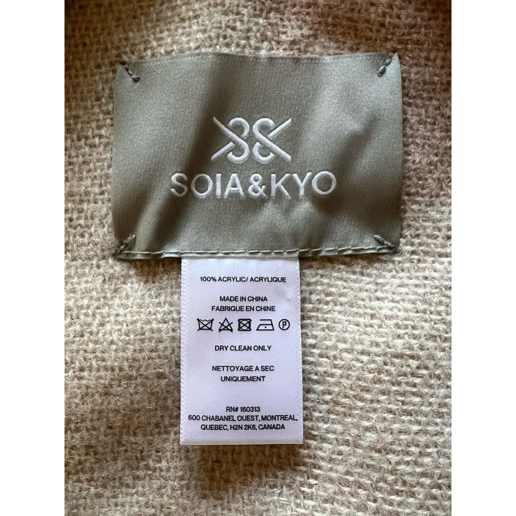 Soia & Kyo Fringe Blanket Wrap Shawl Poncho Cream Pink One Size Classic Modern - Image 6