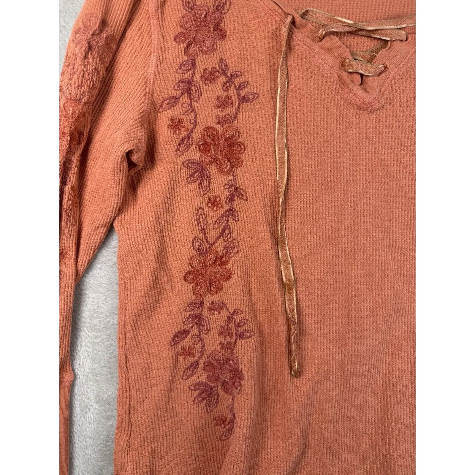 Sundance Catalog Orange Embroidered Sweatshirt Size M Boho Western Beachy - Image 2
