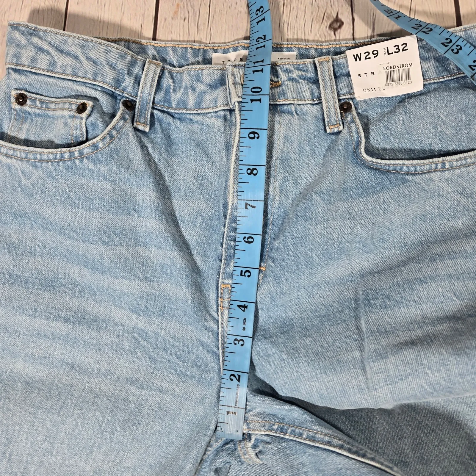 Topshop Straight Leg Jeans W29 L32 Light Wash Denim Made‎ in Turkey - Image 11