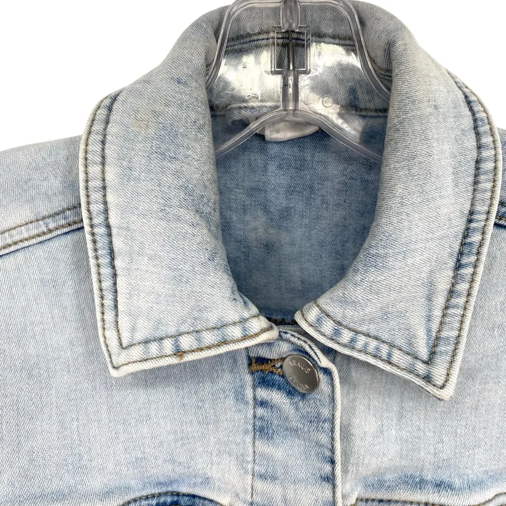 Venus Cut Off Cropped Denim Jacket Light Wash XS - Image 4