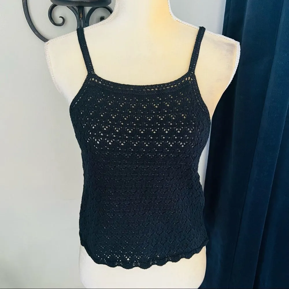 French Connection‎ Nora Crochet Sleeveless Top, Black, Size Medium, (6/8), NWT - Image 5