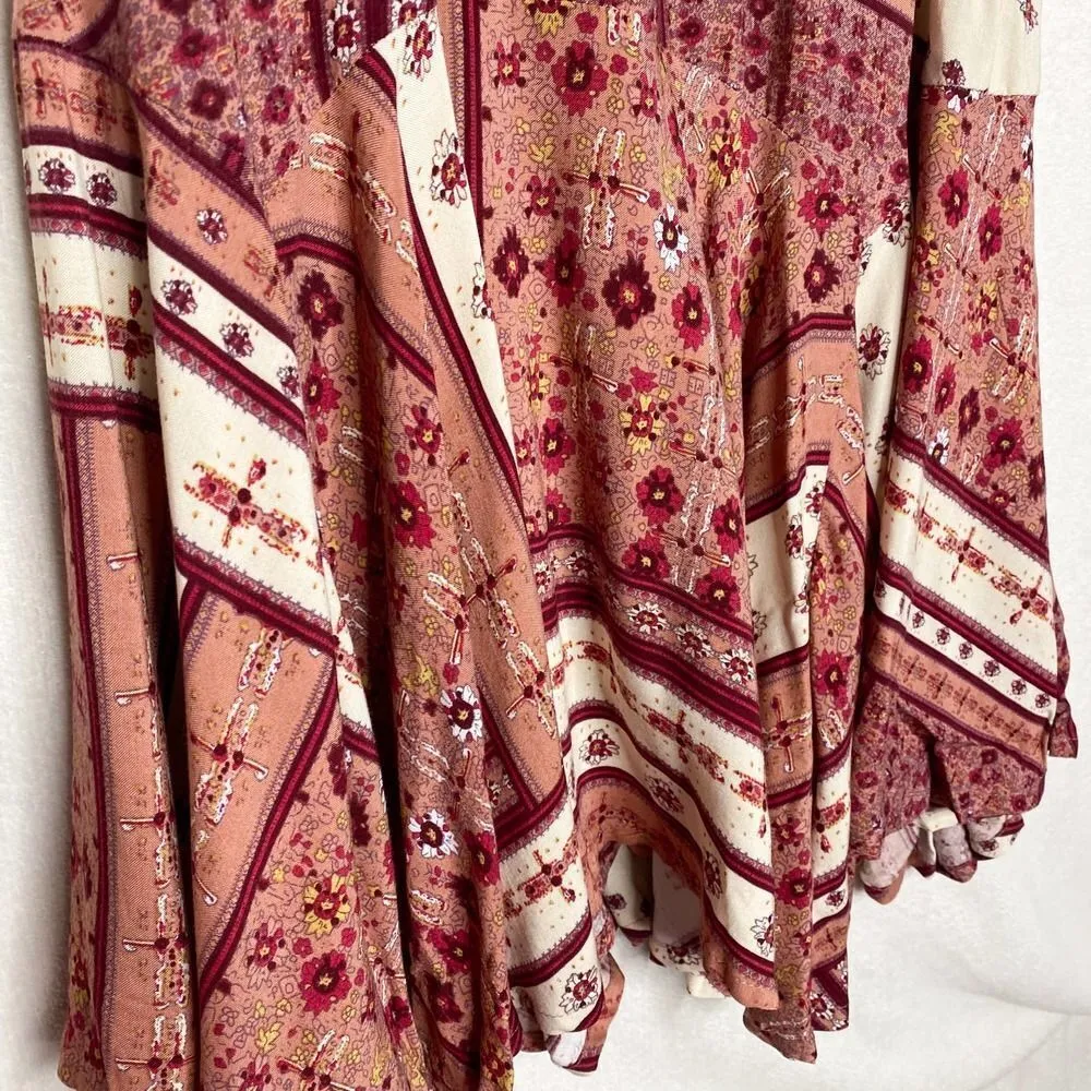 Mittoshop Strappy Back Geometric Floral Tank Mini Dress Tunic Orange Small - Image 10