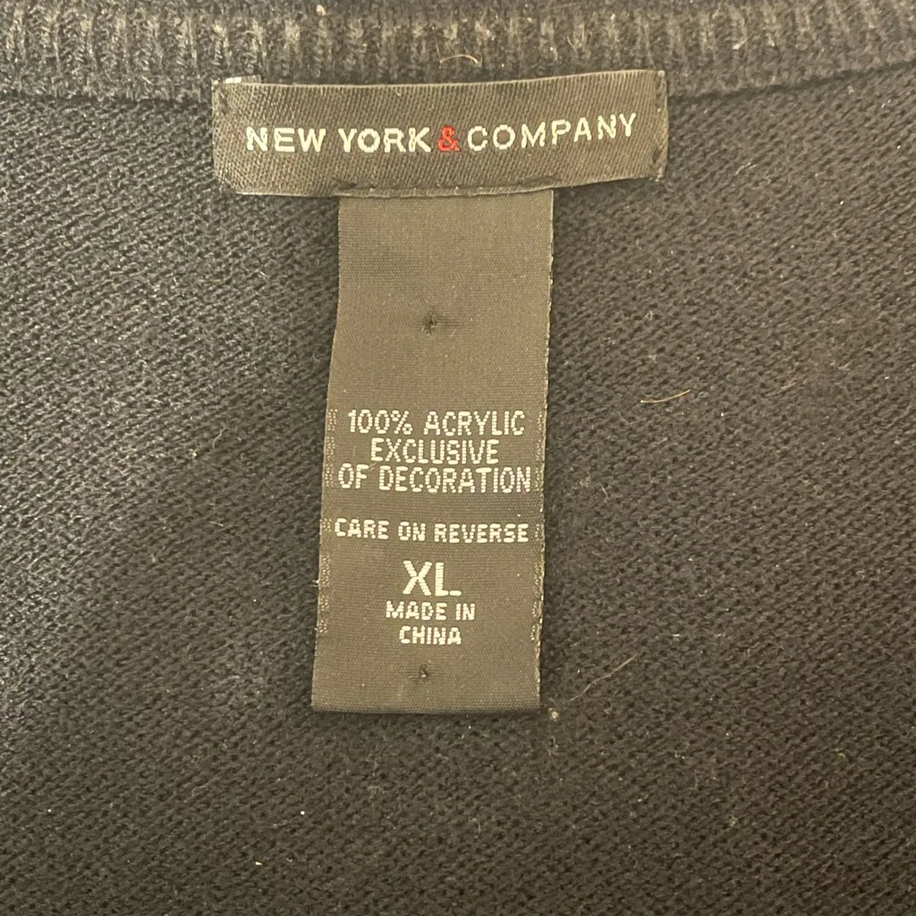 New York & Co. black turquoise argyle button up sweater cardigan woman’s XL Blue - Image 5