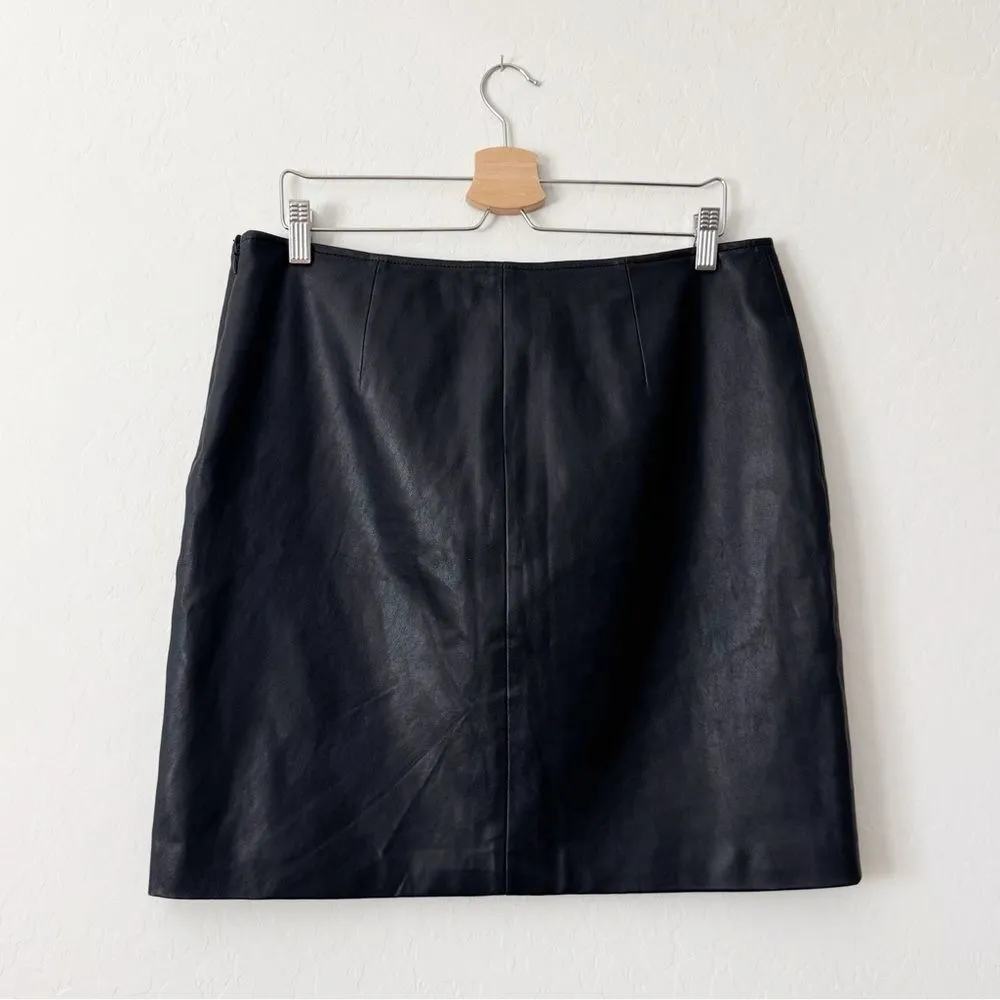 ST JOHN Stretch Napa Leather Stretch Pencil Skirt In Caviar Size 12 - Image 5