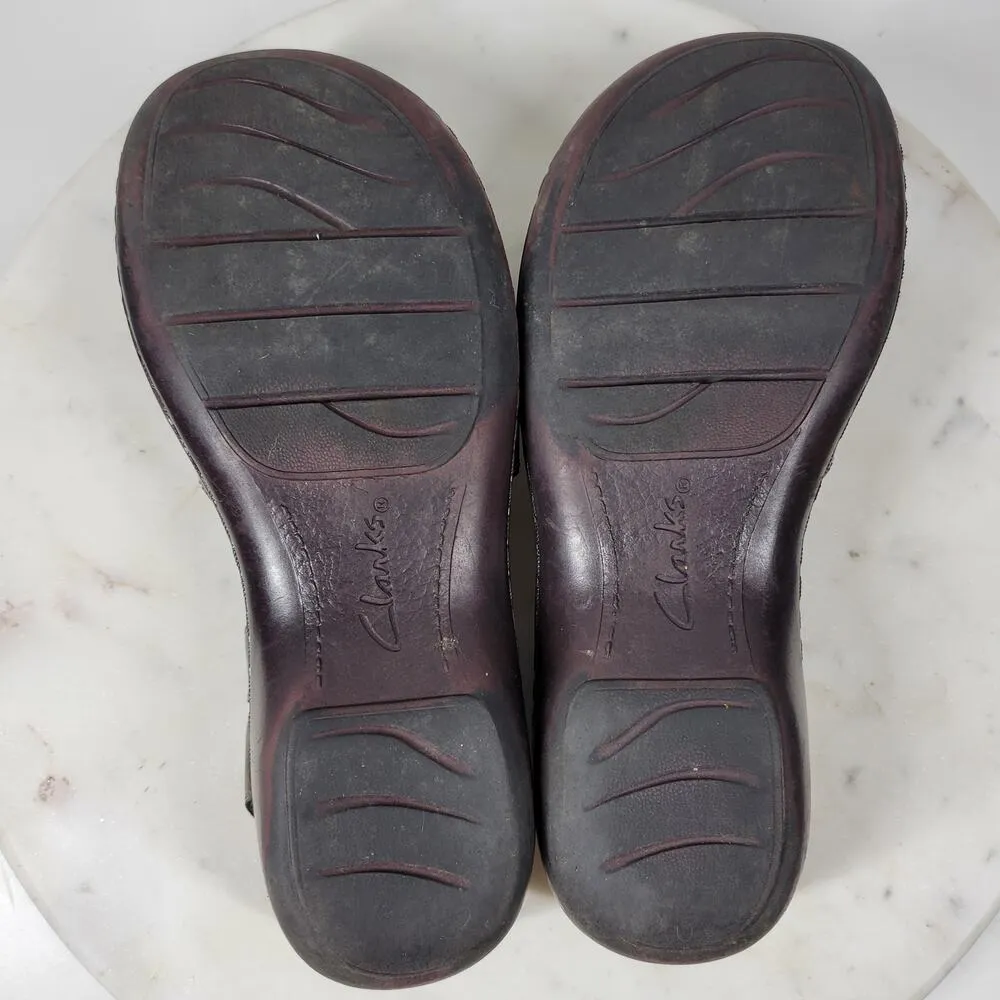 Clarks Bendables Leather Sandals Womens 7 Gold Metallic Slingback Closed Toe - Image 12