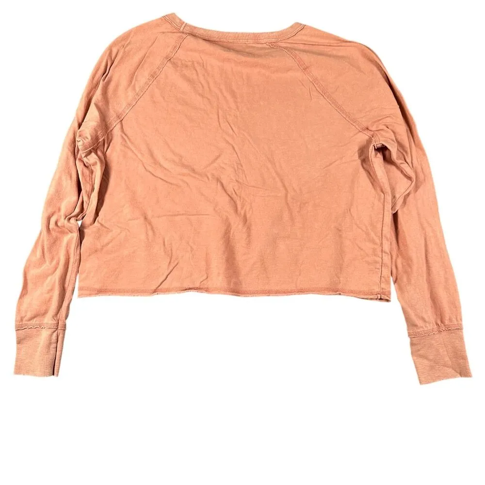 Aerie Womens XS Pink Long-Sleeve Top Mixed Emotions Cotton Casual Pullover - Image 9