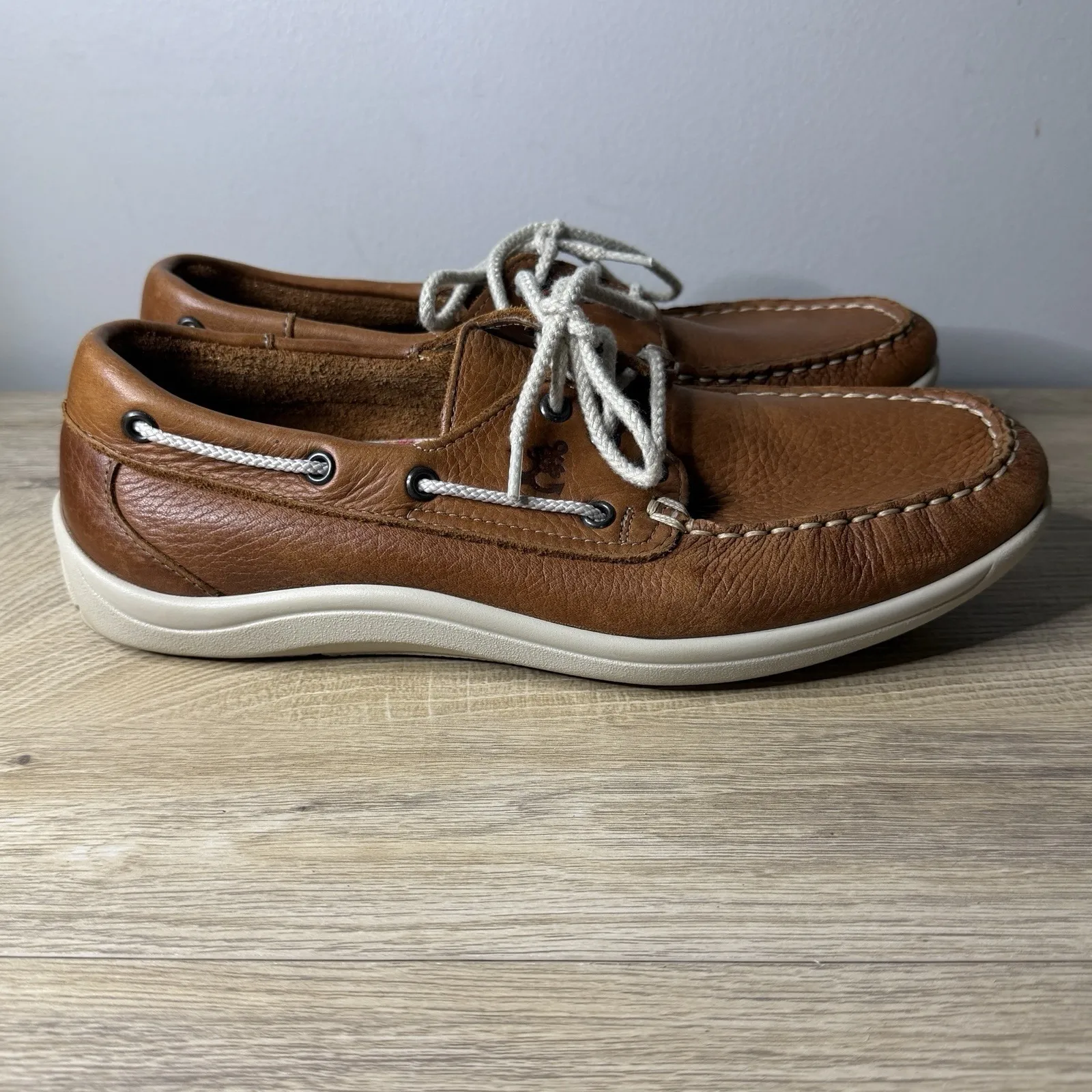 SAS Catalina Lace Up Boat Shoes Womens 9 M Brown Leather Moc Toe Nautical Preppy - Image 6