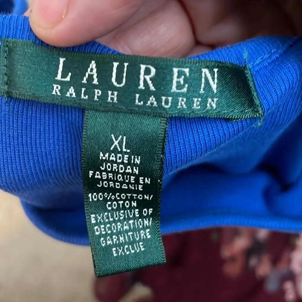 Ralph Lauren Blue Crewneck Side Buttons Long Sleeved Tee XL Cotton Size undefined - Image 4