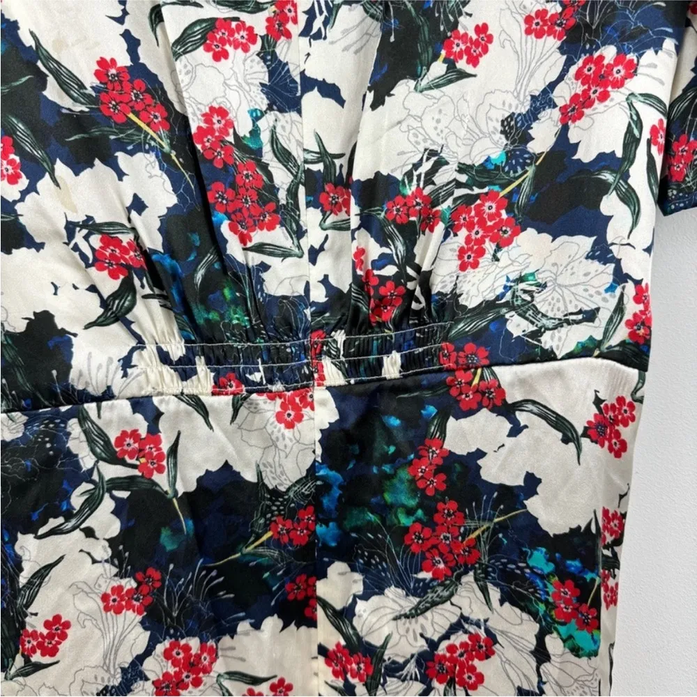 SALONI floral silk midi dress Red Size 4 - Image 9