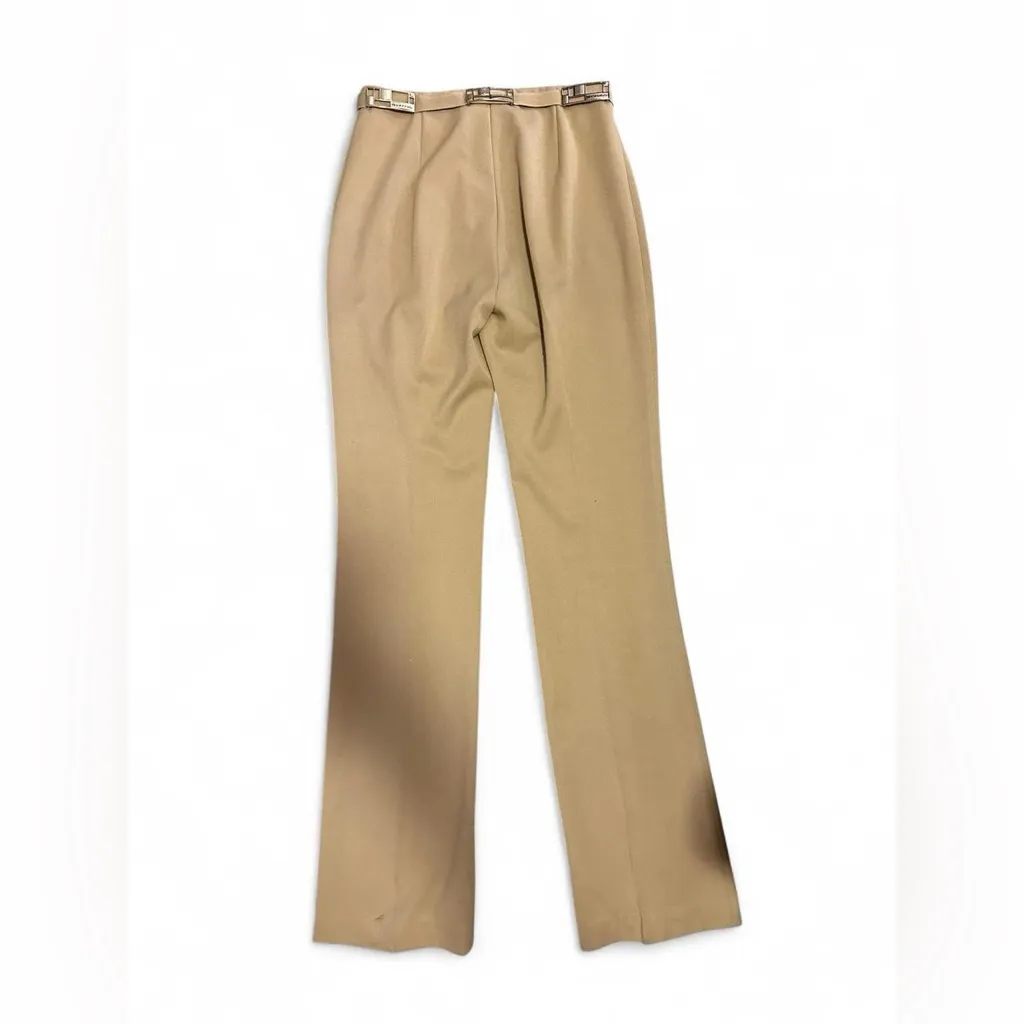 Vertigo Camel Tailored Dress Pants with Signature Hardware Belt | Size 4 - Image 3