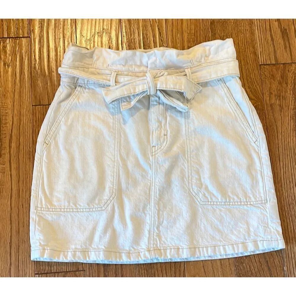 Free People ecru paperbag denim waist skirt size 10 - Image 9