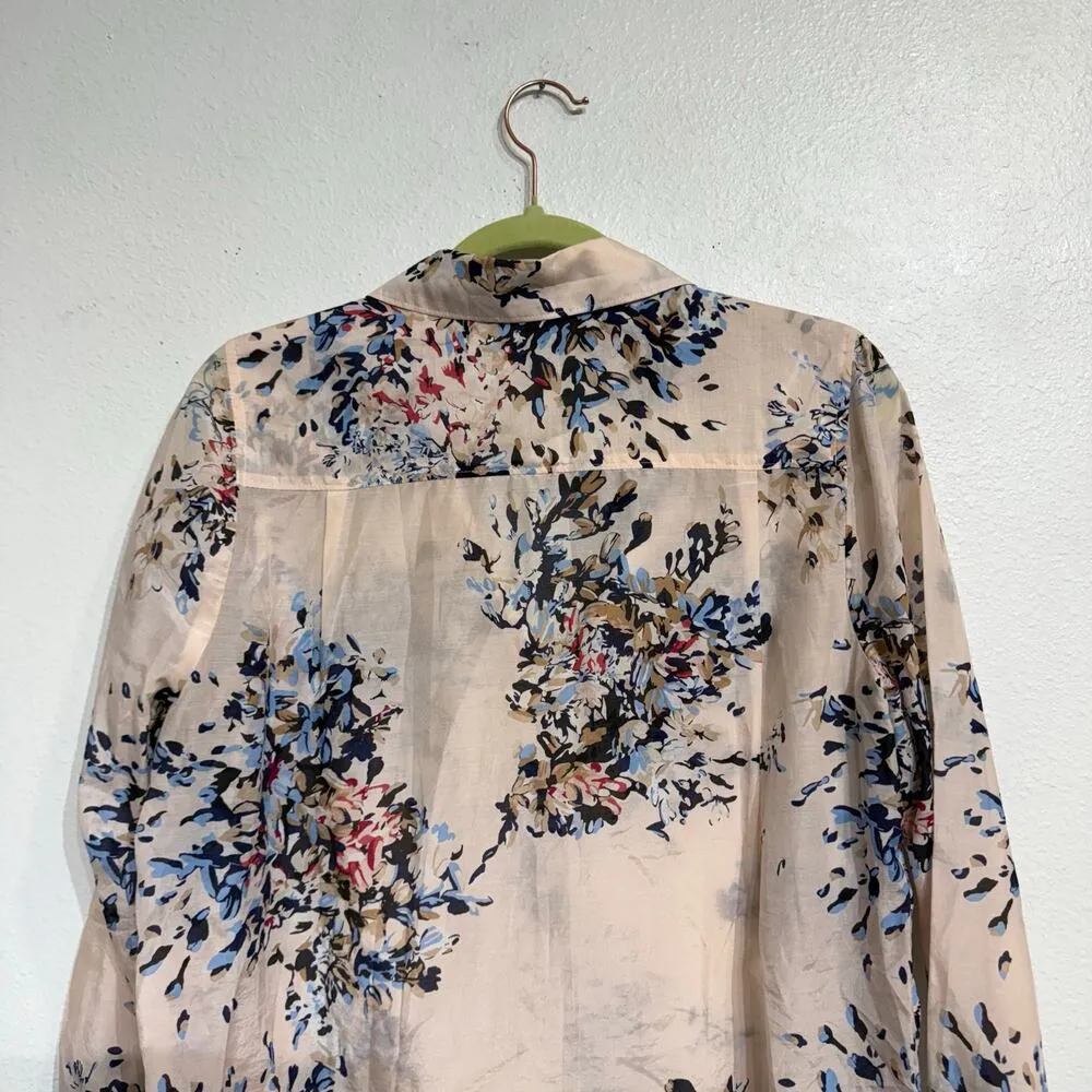 White House Black Market Pink Floral Blouse Sz 10P - Image 8