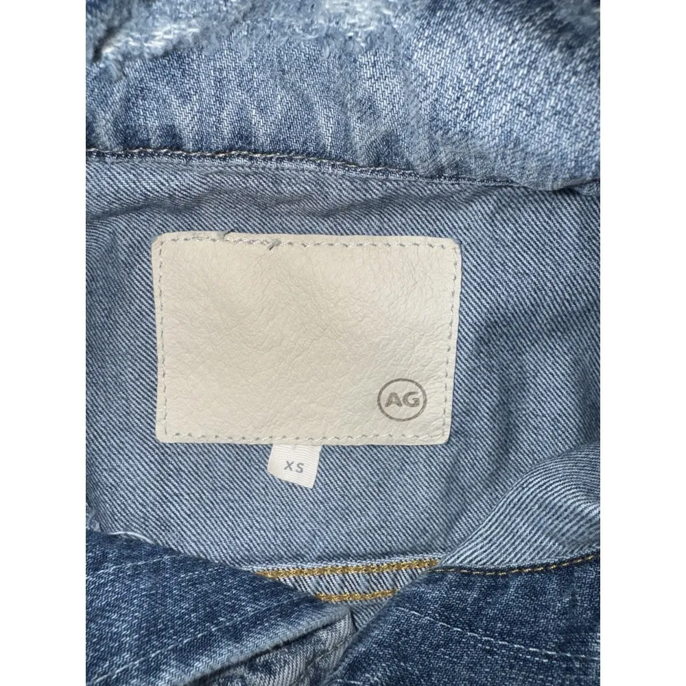 AG Adriano Goldshmied Jean Jacket XS Womens Blue Acid Wash Trucker Denim Stretch - Image 6