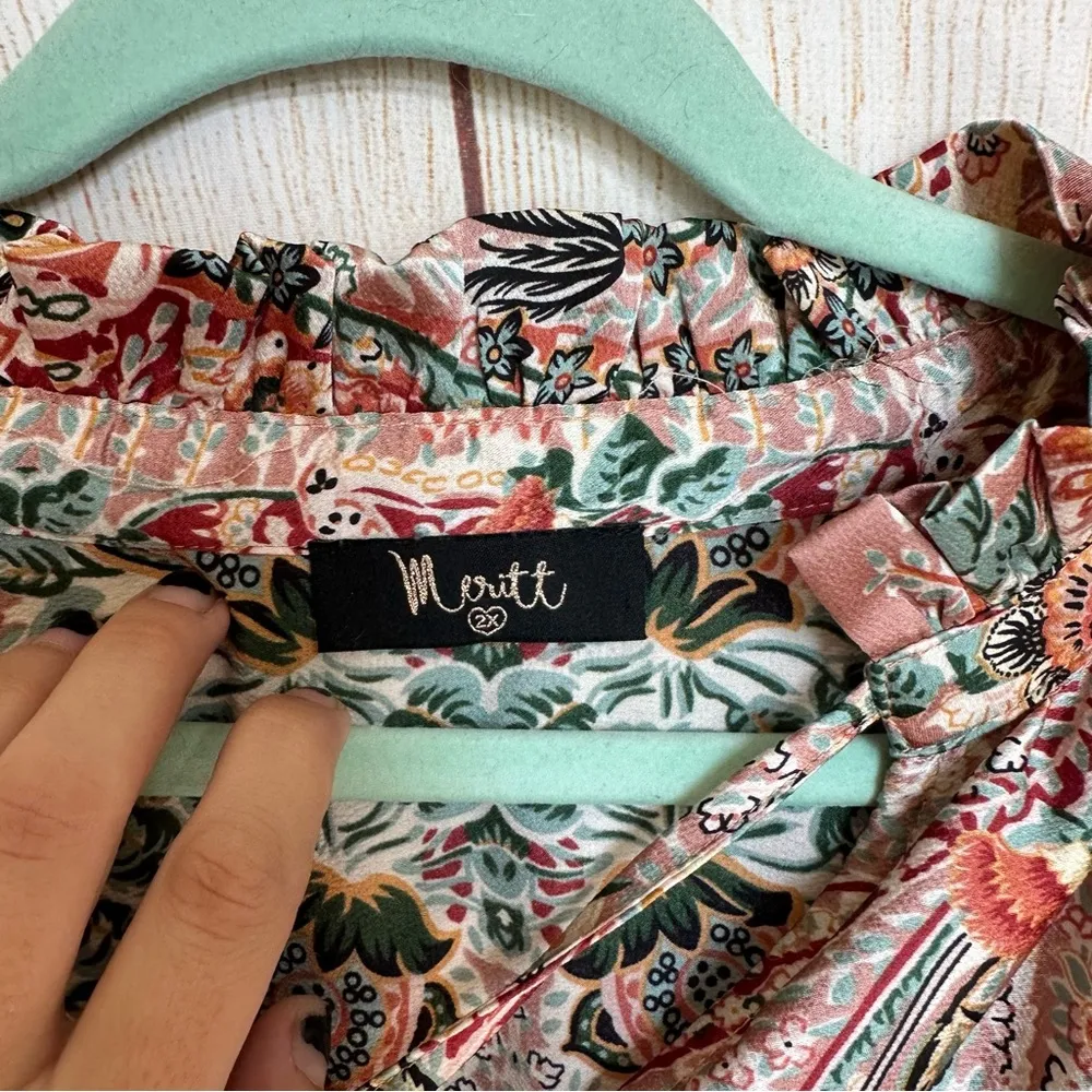 Merit Boho Blush Pink Gold Business Casual Blouse 2X Orange - Image 6