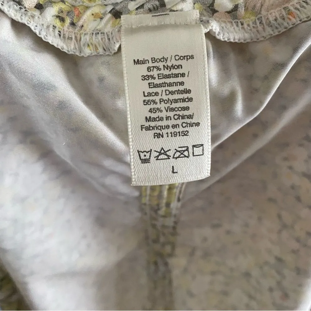 Jason Wu Pajama Shorts Lace Trim Satin Runner Stretch Yellow Floral Comfy Cute - Image 10