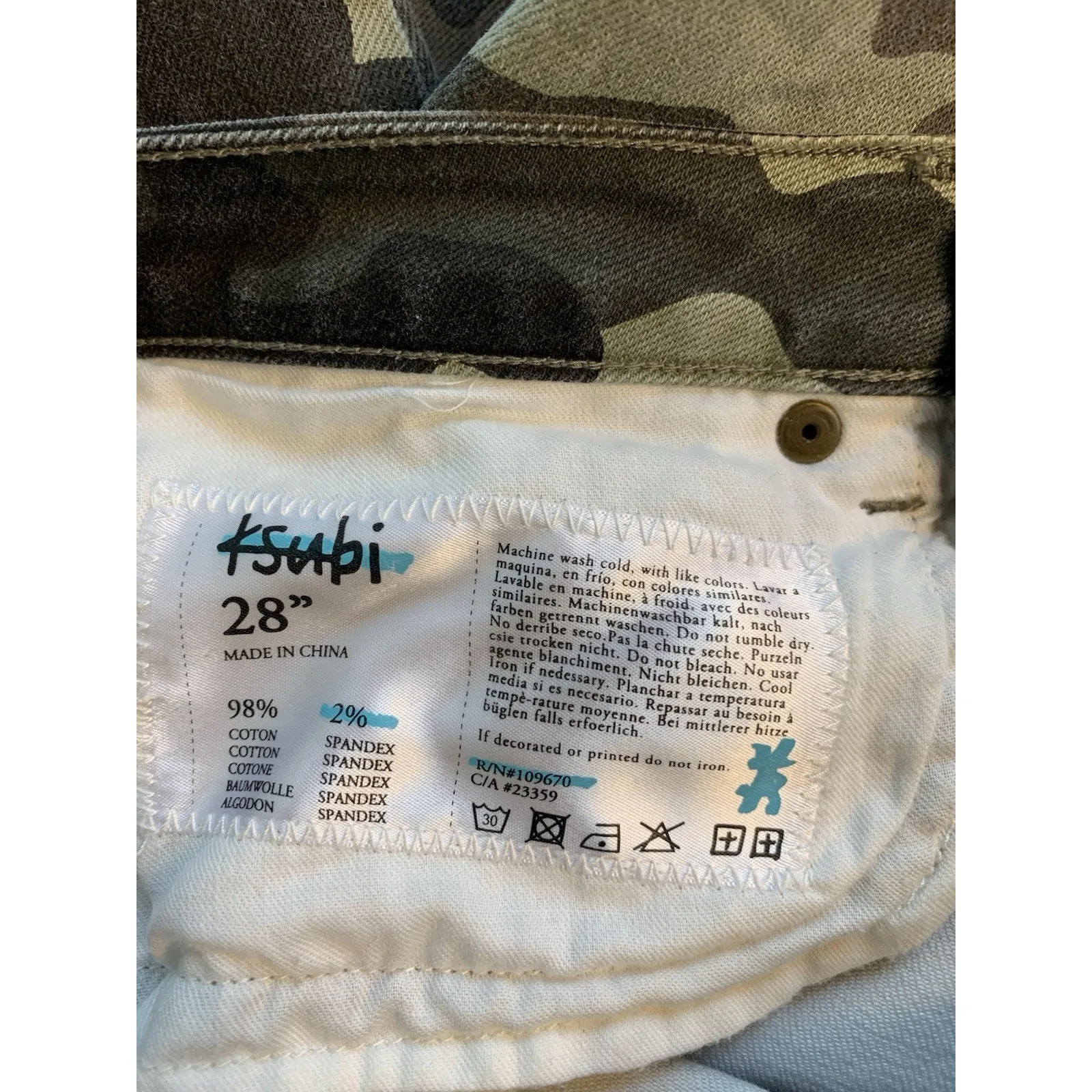 Ksubi Skinny‎ Zip Ankle Jeans Spray On Dirty Cammo Denim Womens Size 28" Camo - Image 5