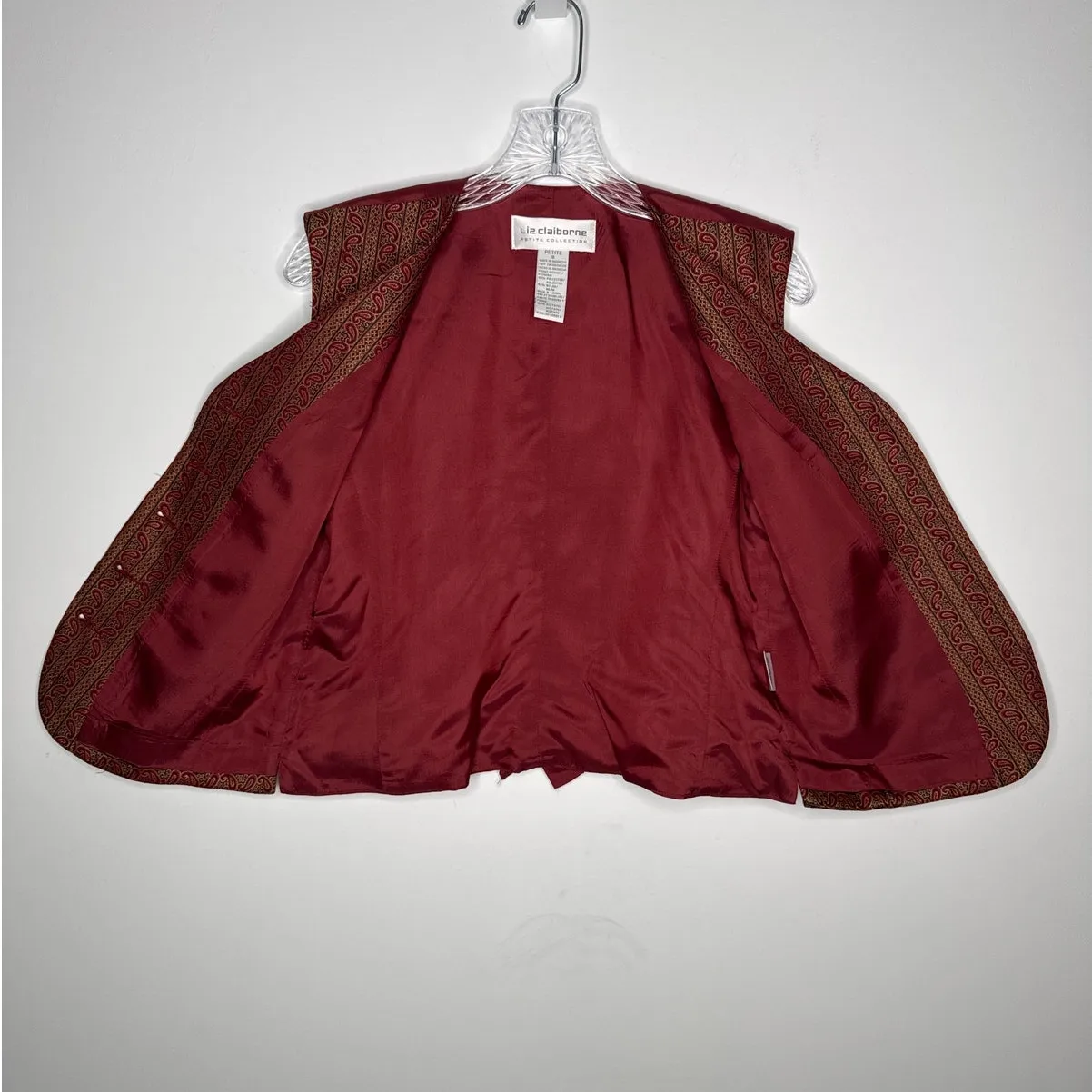 Vintage Liz Claiborne Petite Paisley Tapestry Vest Size 8 Button Front preppy - Image 5