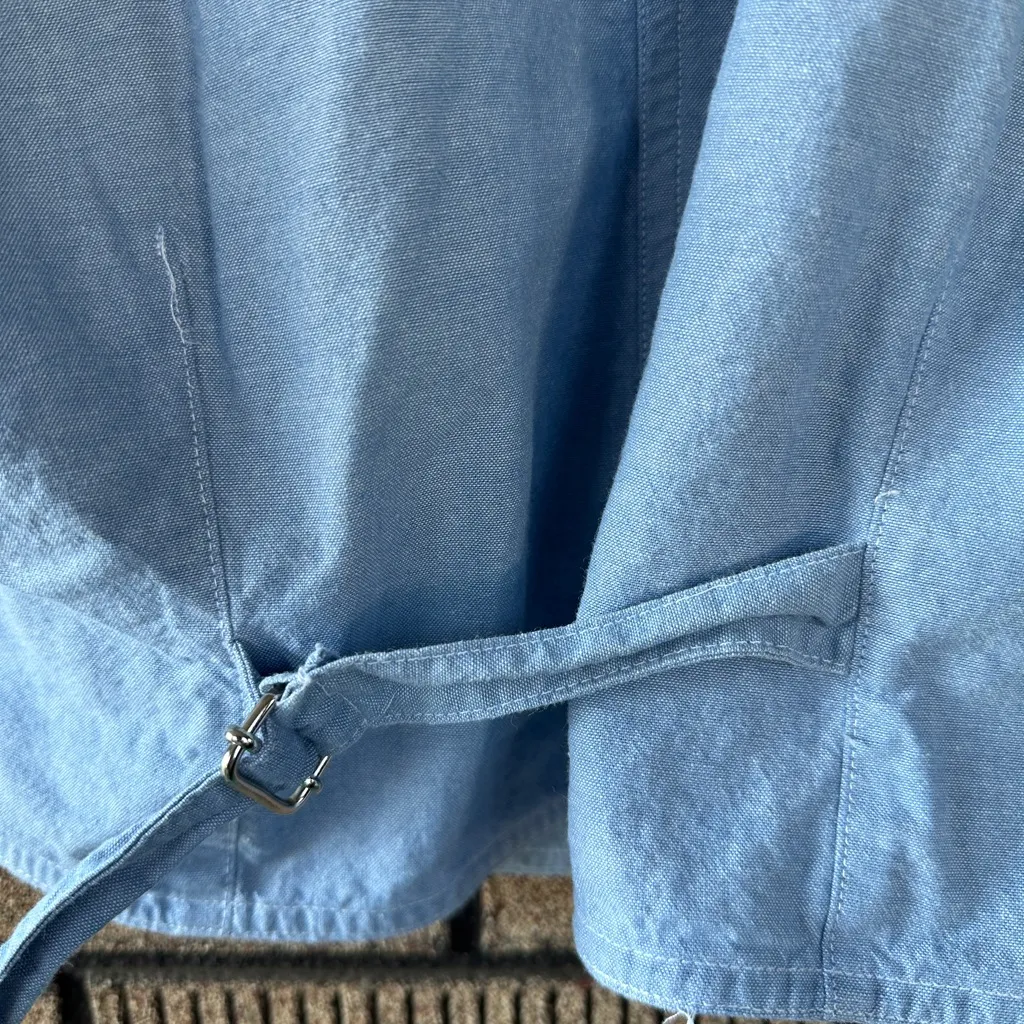 Vintage Donkenny Chambray Vest Floral Patchwork Cottagecore (M/L) Blue Size L - Image 7